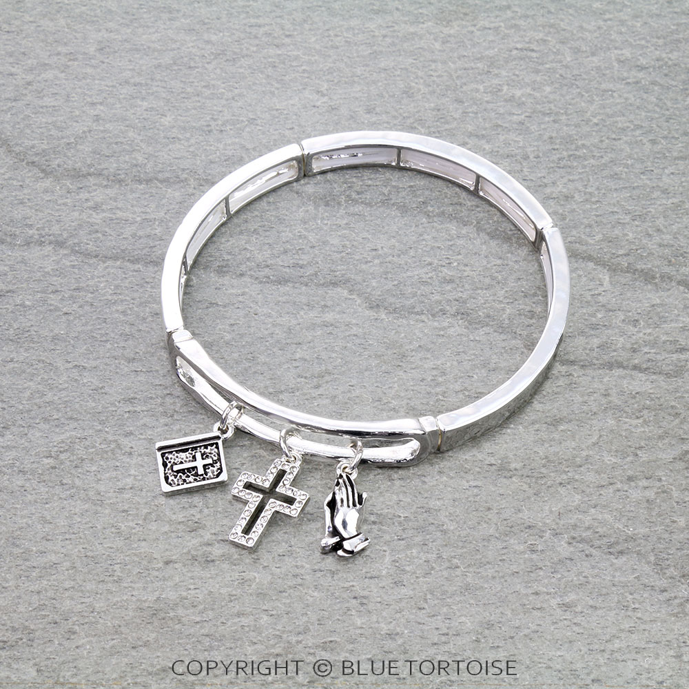 Religious Charm Cross Stretch Bracelet