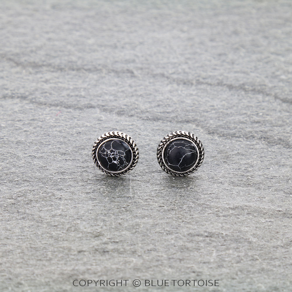 Western Round Stone Stud Earrings