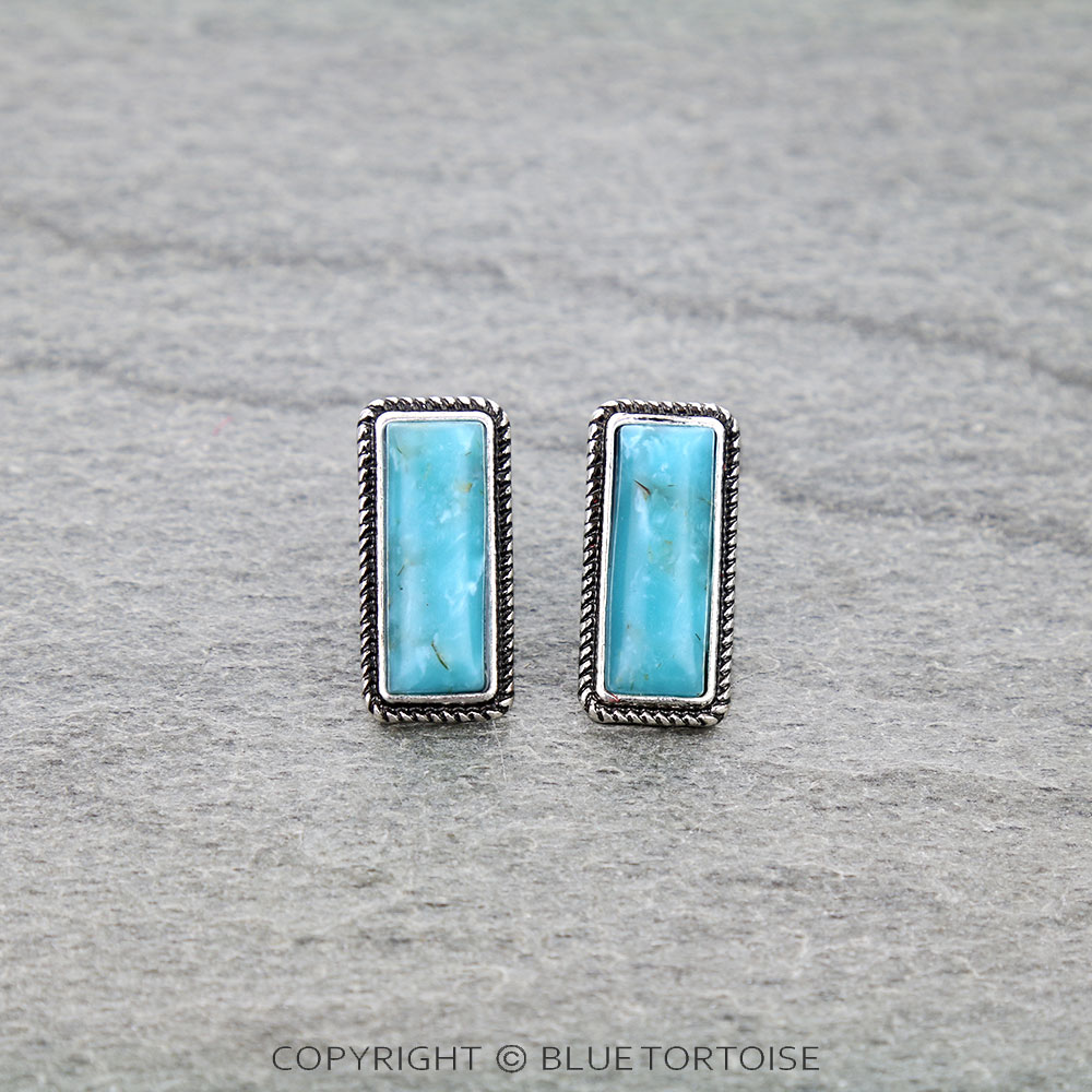 Western Bar Stone Stud Earrings