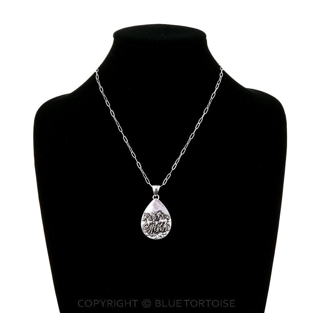 Western Horse Teardrop Necklace - Image 2