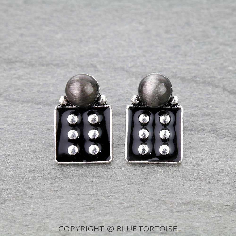 Dice Enamel Stud Earrings