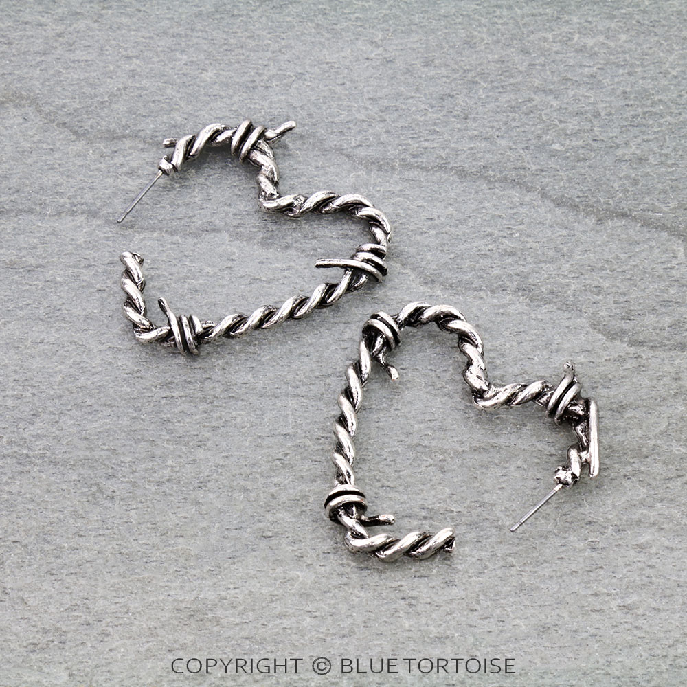 Barbed TXR Heart Hoop Earrings