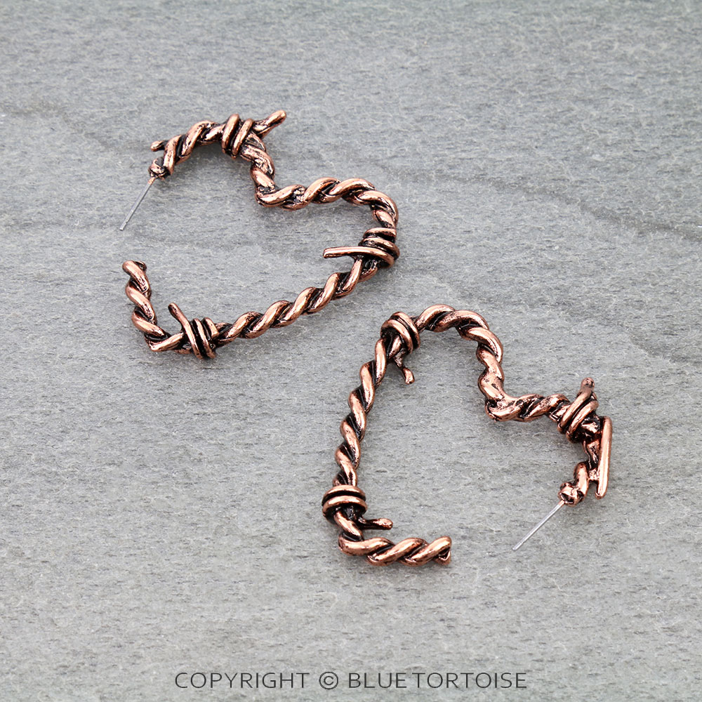 Barbed TXR Heart Hoop Earrings