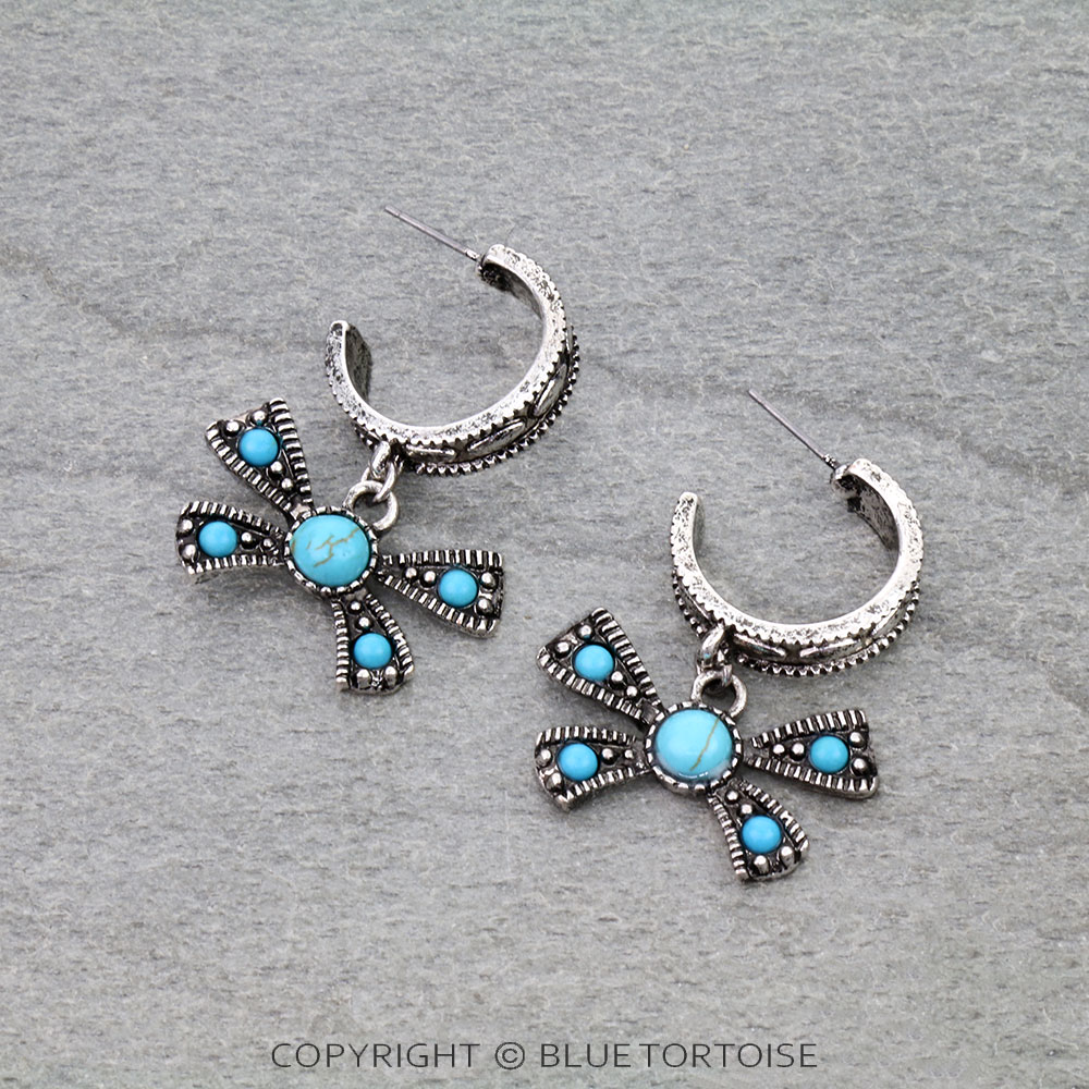 Western TXR Ribbon Hoop Earrings