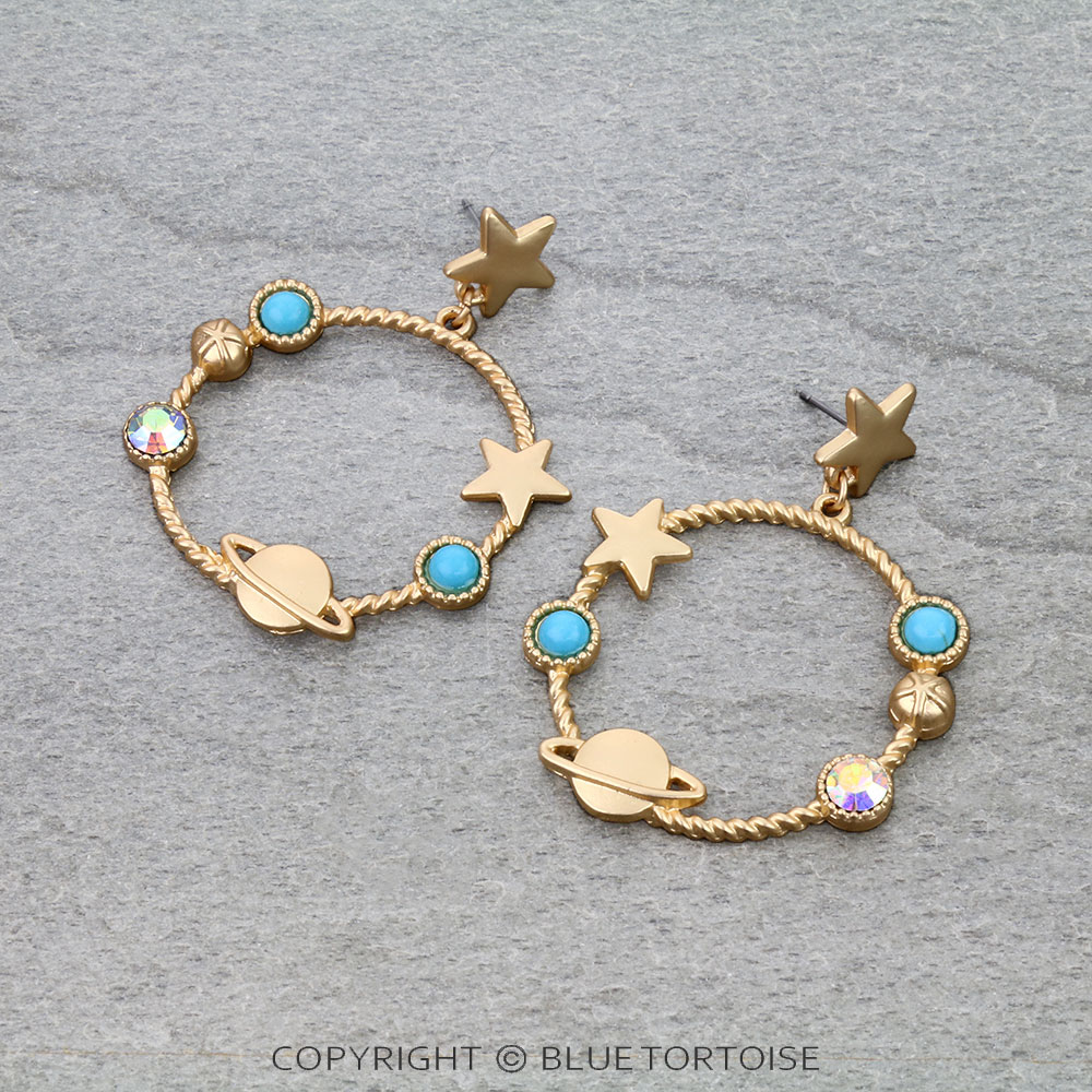 Cosmic Planet Round Stud Earrings