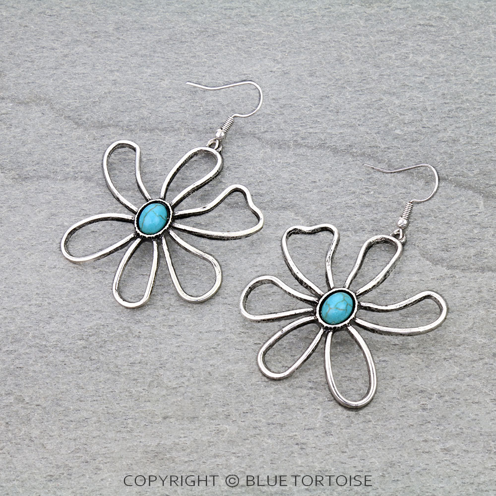 Western Flower Stone Dangle Earrings
