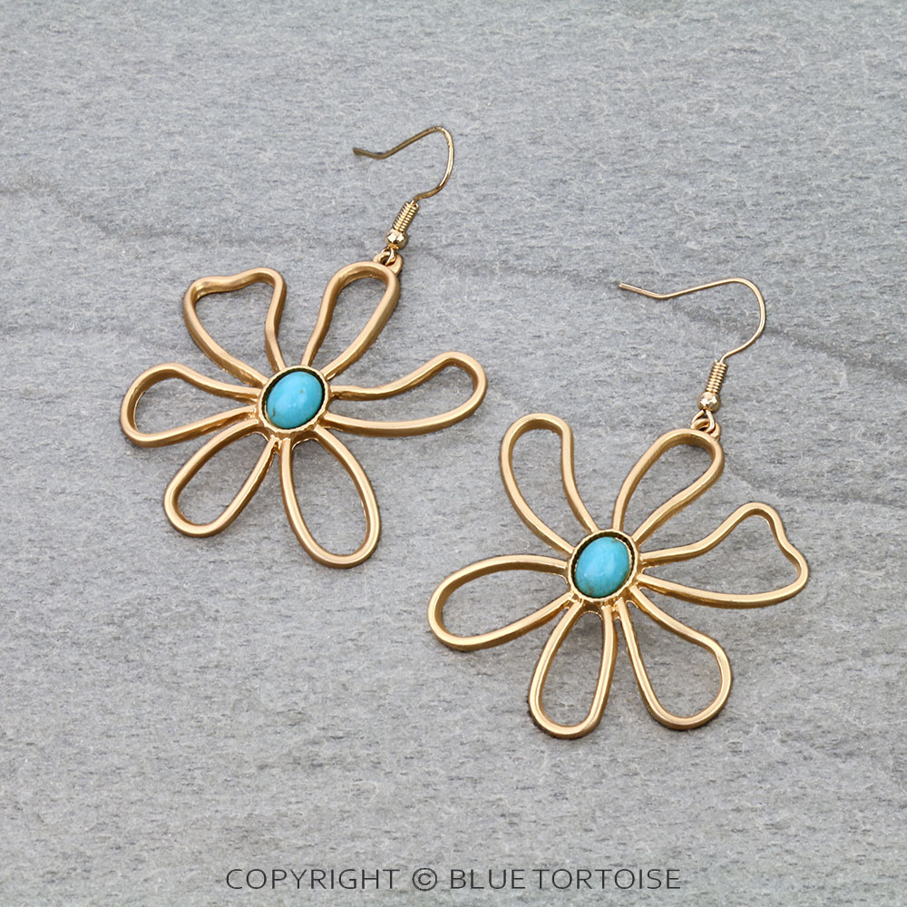Western Flower Stone Dangle Earrings