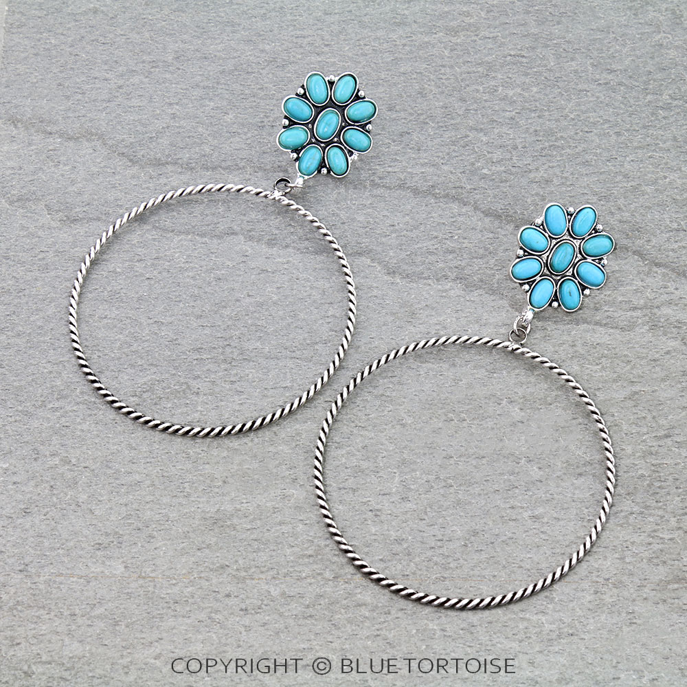 Concho Twisted TXR Hoop Stud Earrings