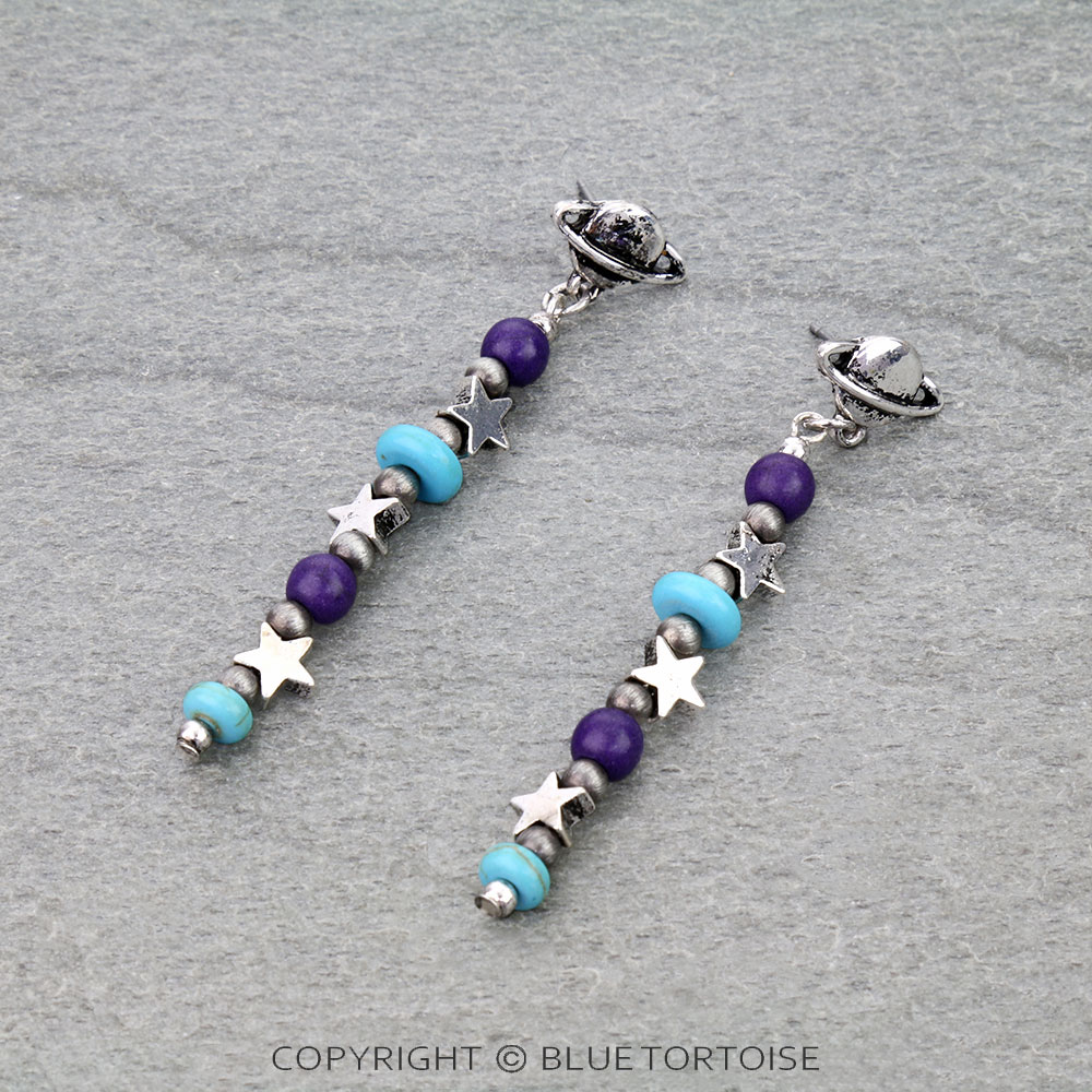 Cosmic Planet Drop Stud Earrings