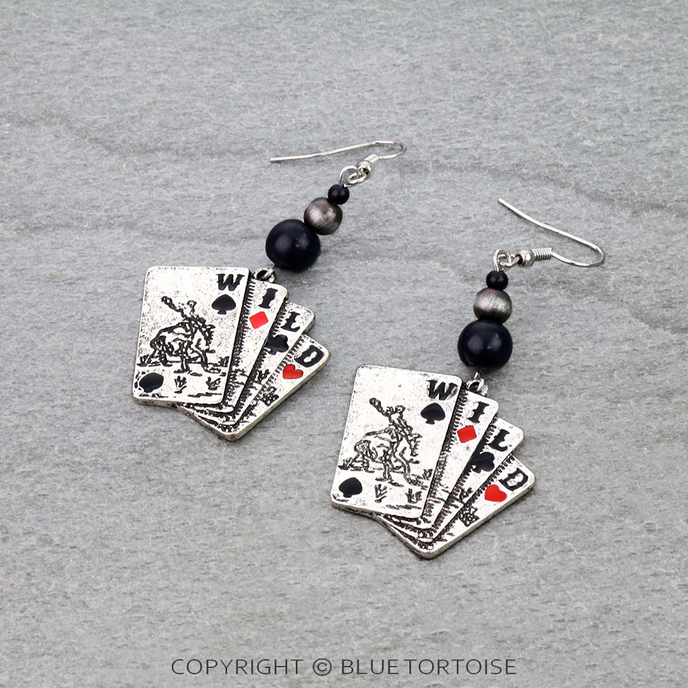 Western Theme Wild Card Dangle Earrings