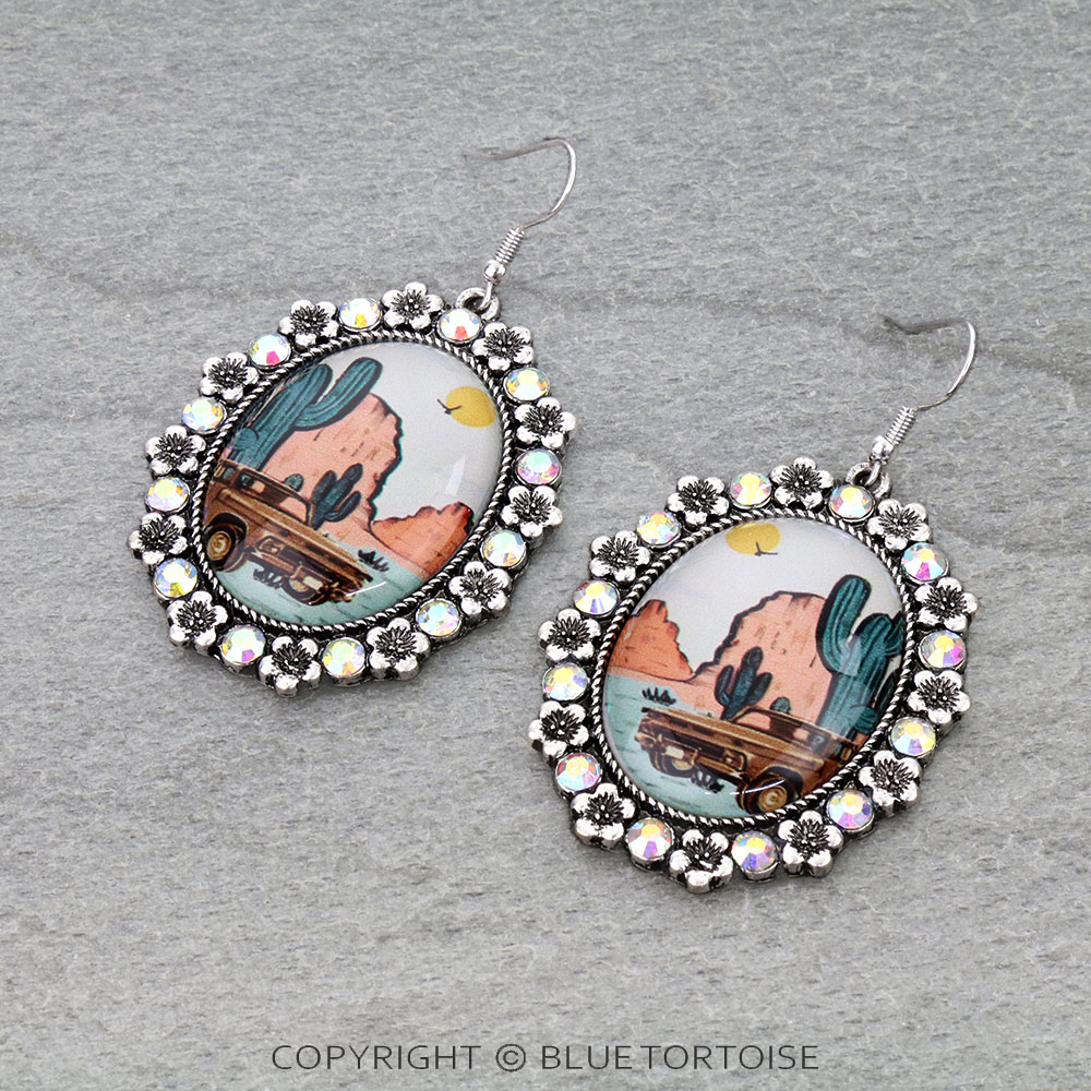 Western Desert Scenery Dangle Earrings