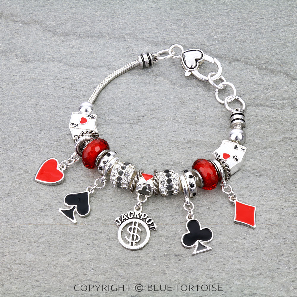 Multi Bead Gamble Charm Link Bracelet