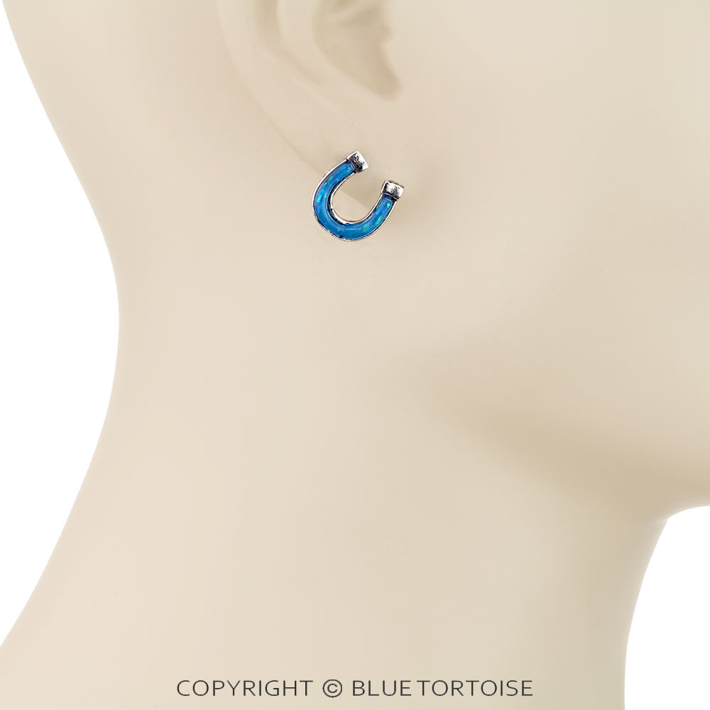 Opal Stone Horseshoe Stud Earrings - Image 2
