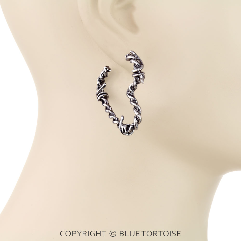 Barbed TXR Heart Hoop Earrings - Image 2
