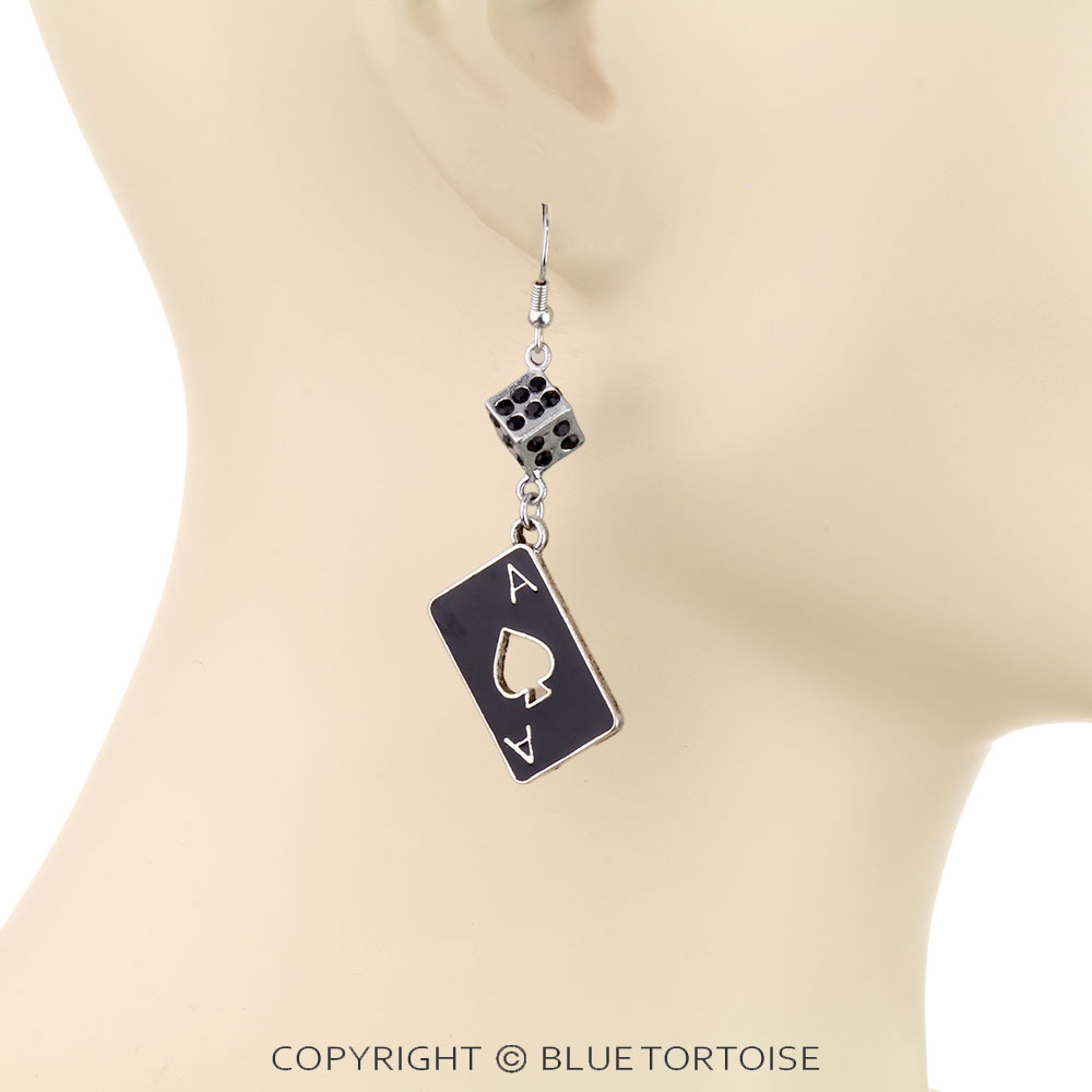 Spade Card Theme with Dice Dangle Earrings - Image 2