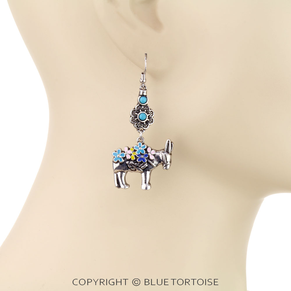 Flower TXR Donkey Dangle Earrings - Image 2