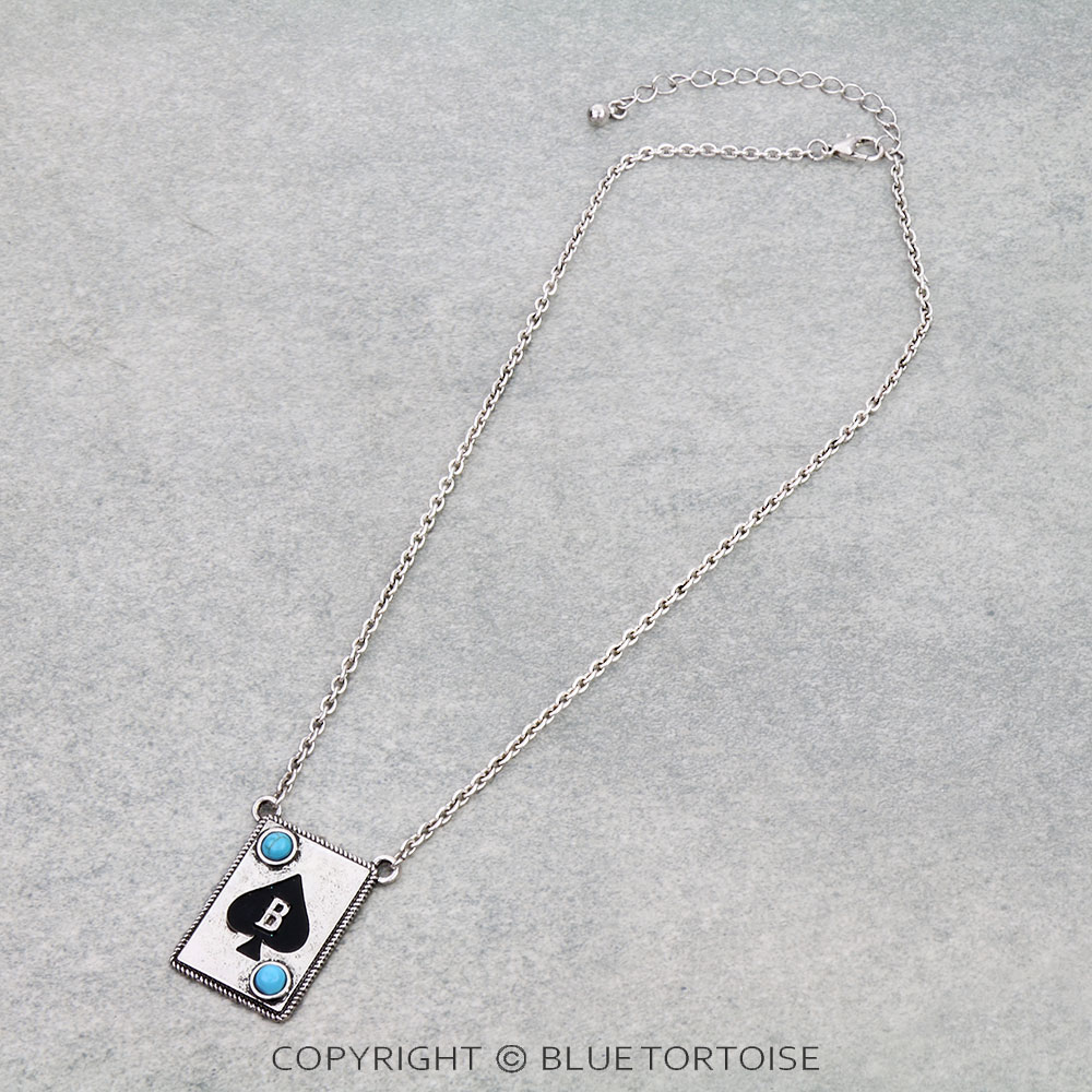 Spade Card Theme Initial B Necklace