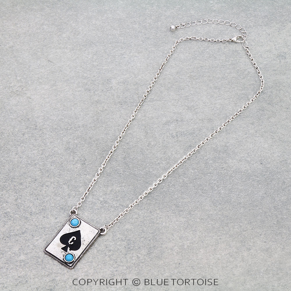 Spade Card Theme Initial C Necklace