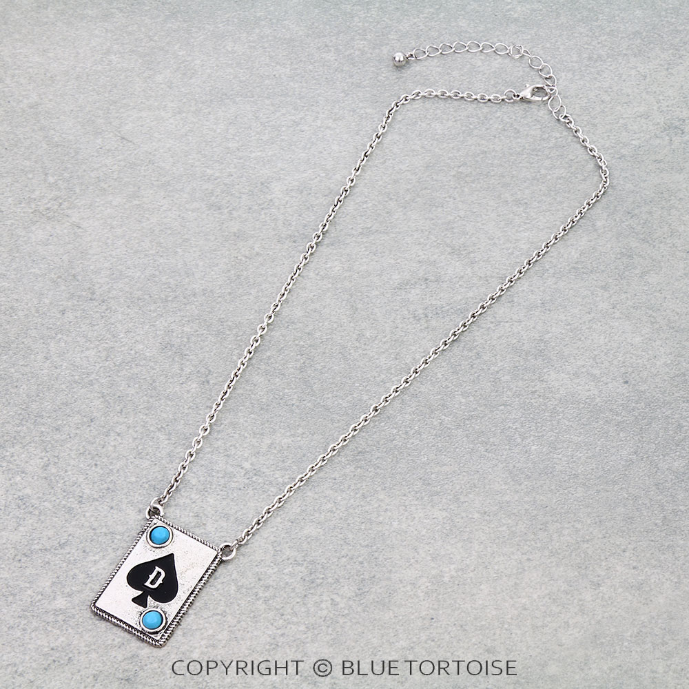 Spade Card Theme Initial D Necklace