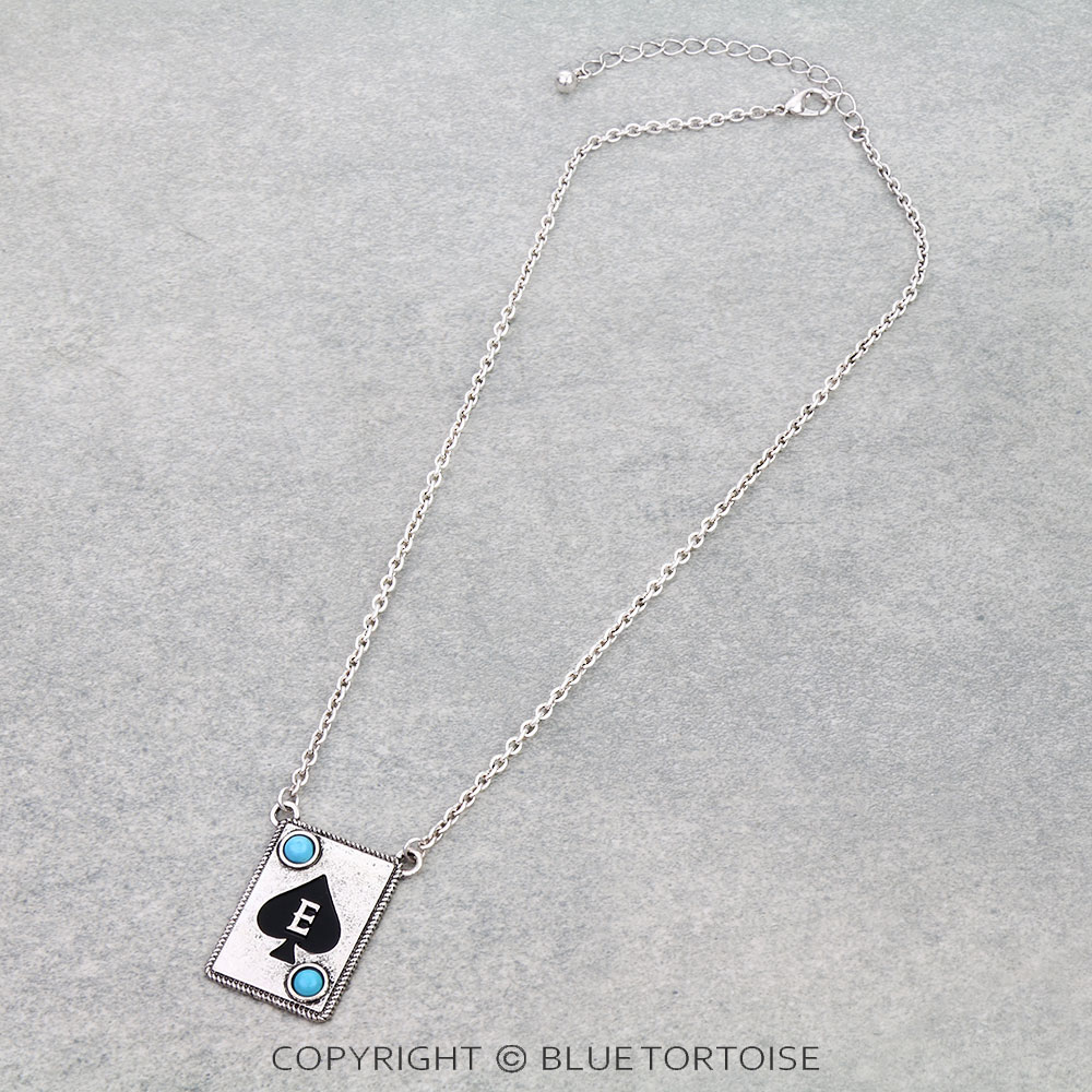Spade Card Theme Initial E Necklace