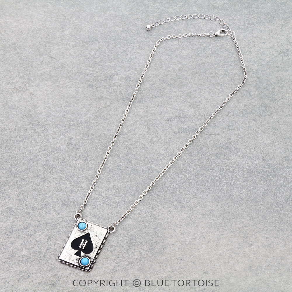 Spade Card Theme Initial H Necklace