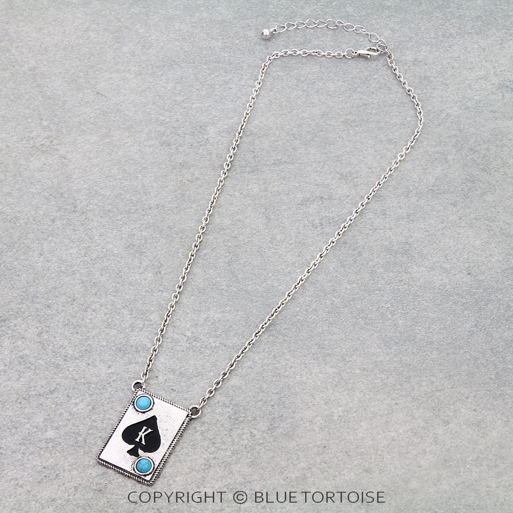 Spade Card Theme Initial K Necklace