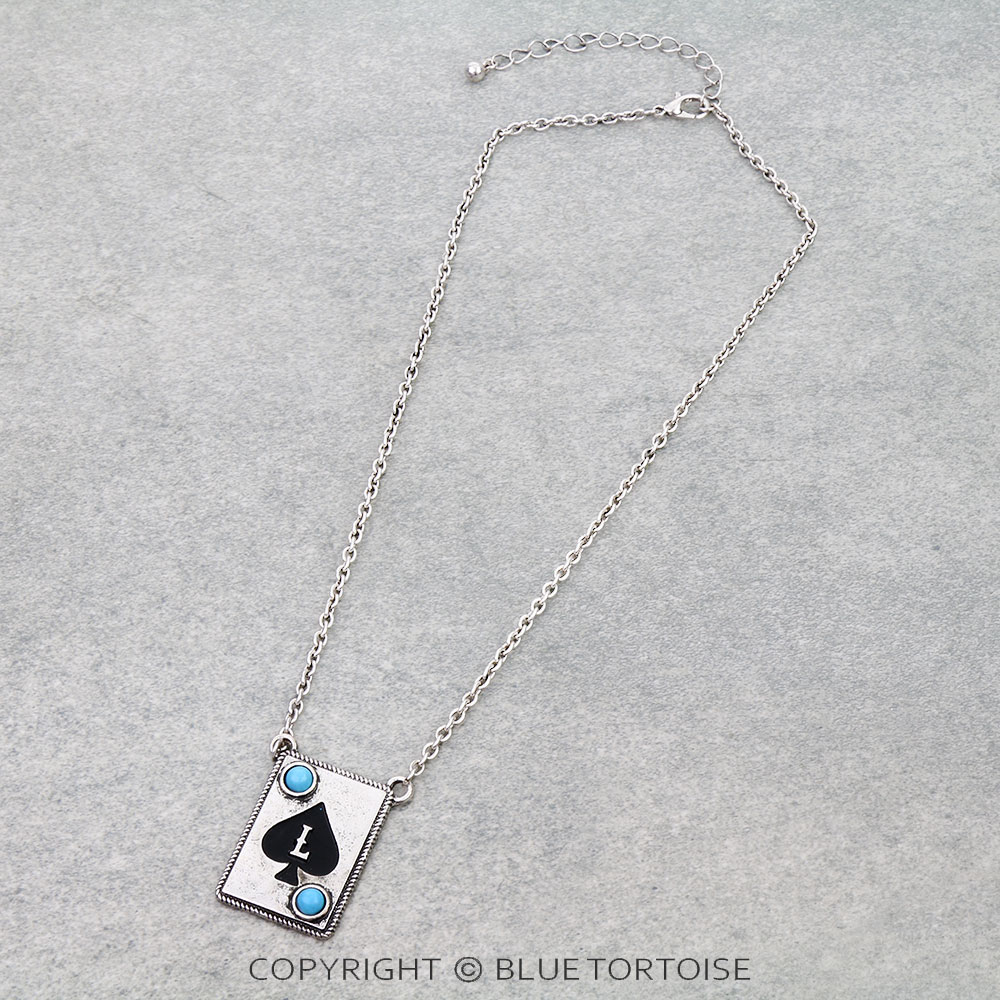 Spade Card Theme Initial L Necklace
