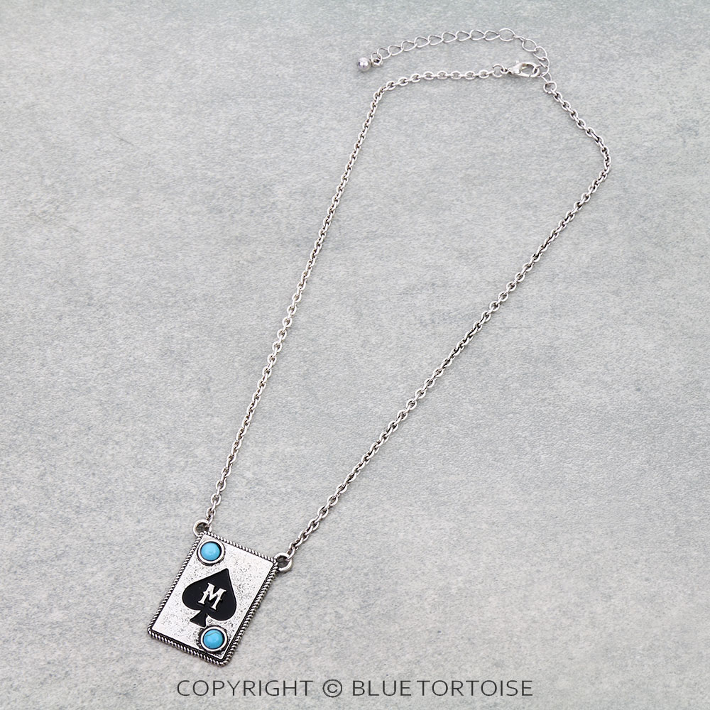Spade Card Theme Initial M Necklace