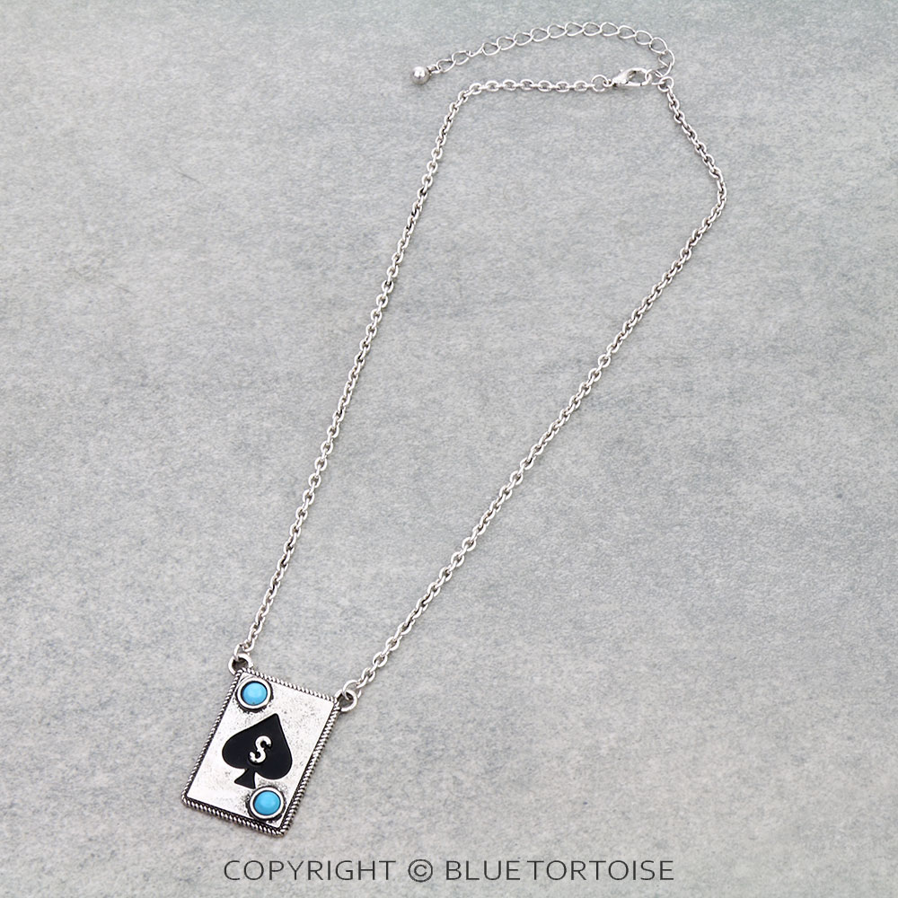Spade Card Theme Initial S Necklace