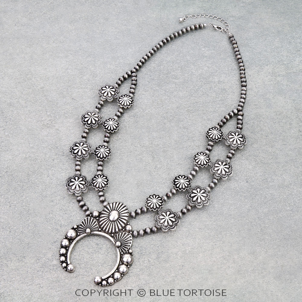 Western Concho Squash Blossom Necklace