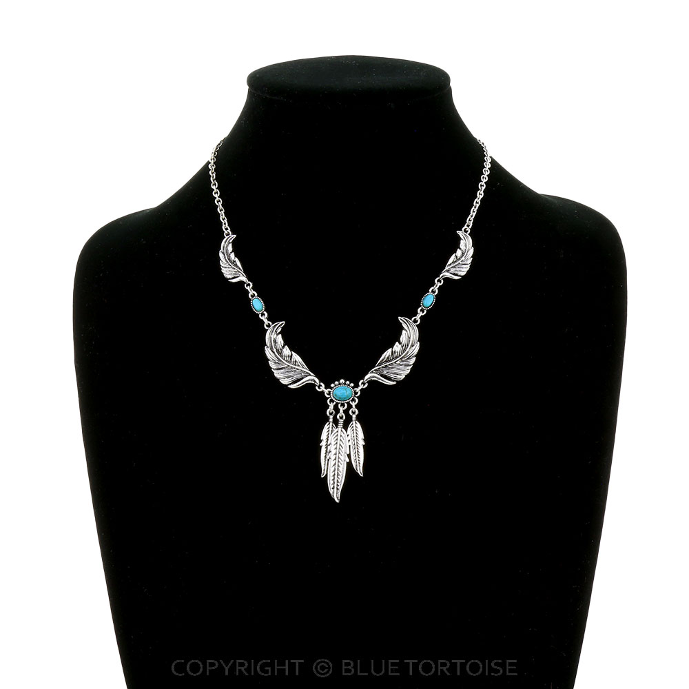 Western Feather Stone Necklace - Image 2