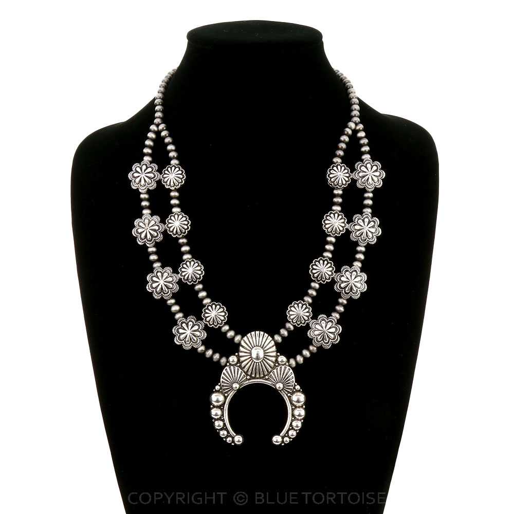 Western Concho Squash Blossom Necklace - Image 2