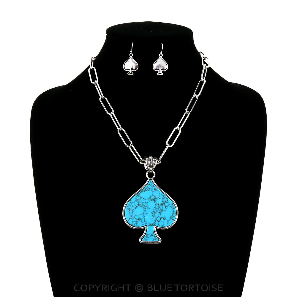 Western Spade Stone Necklace Set - Image 2