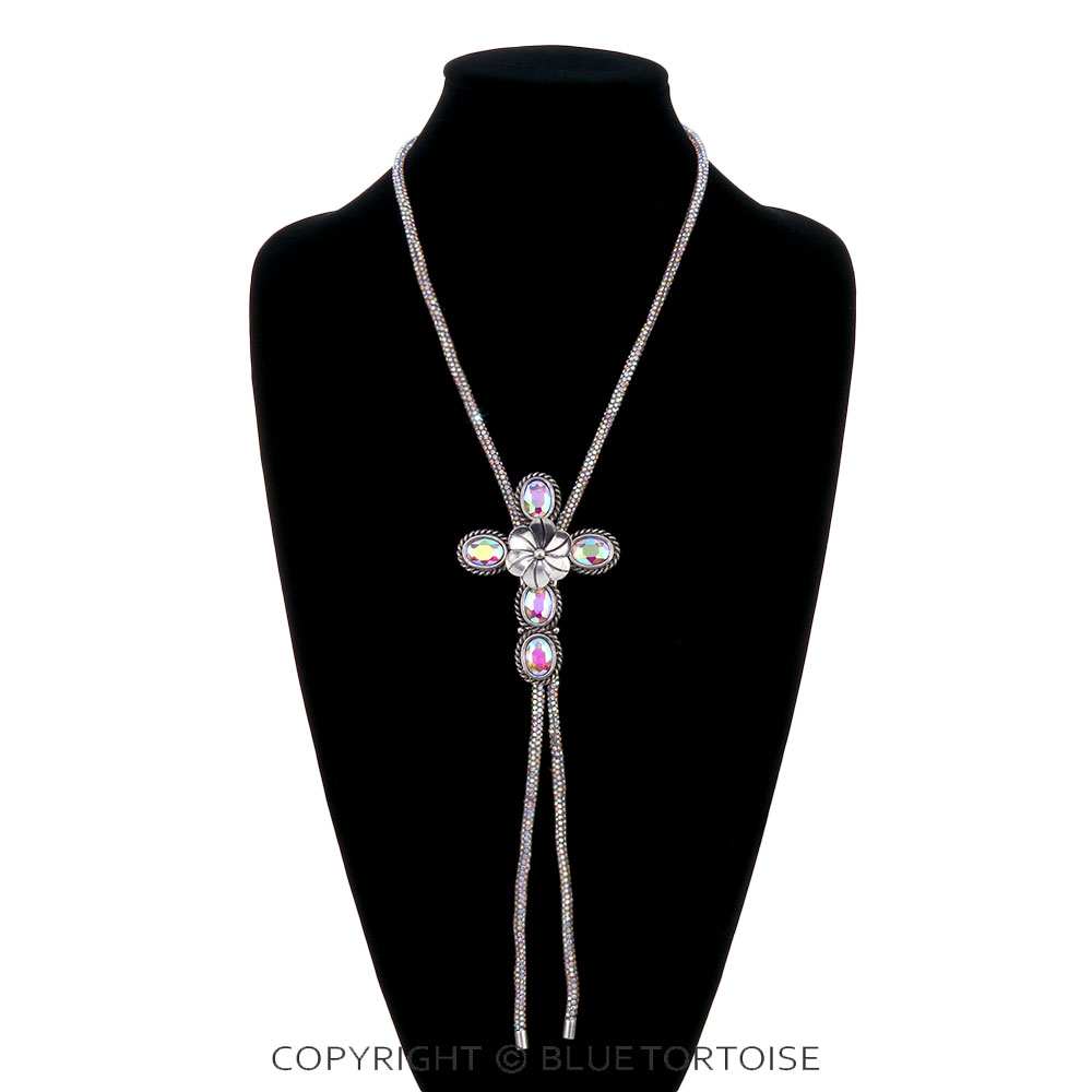 Western Cross Stone Bolo Necklace - Image 2