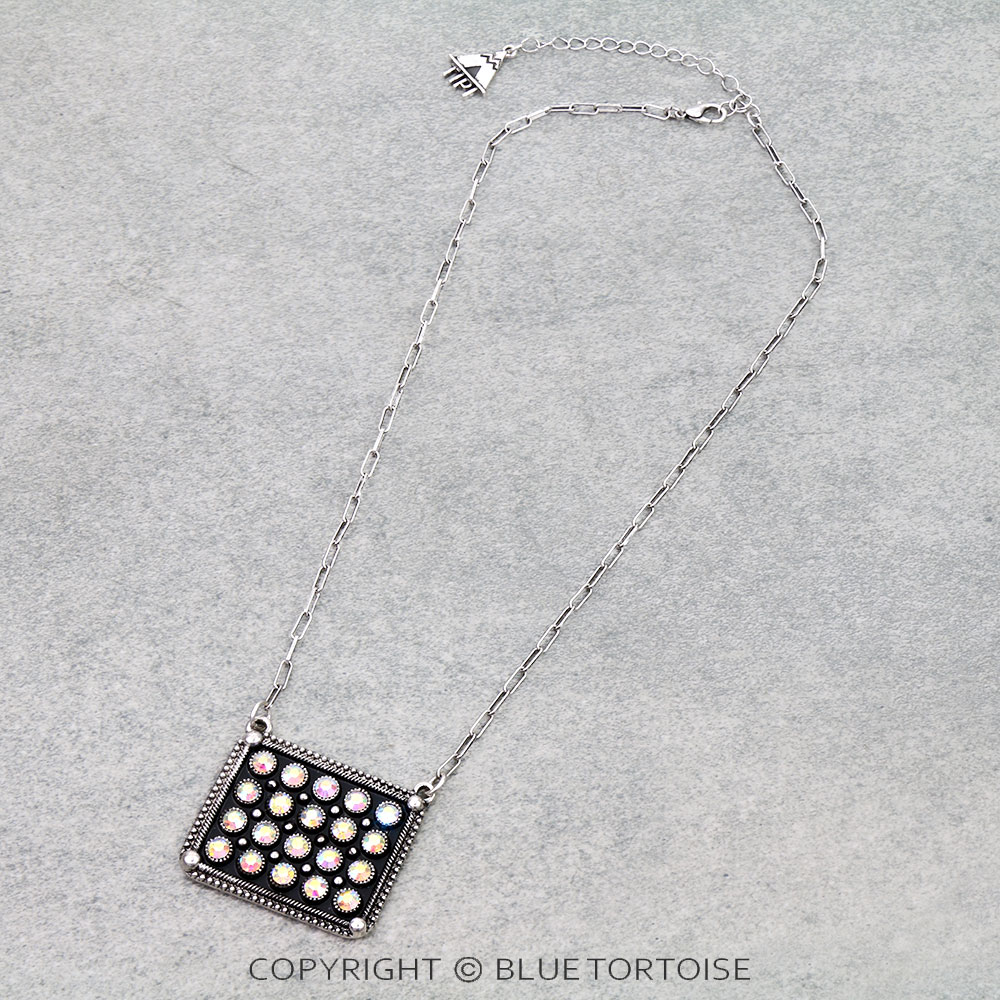 Western Rectangle Stone Necklace