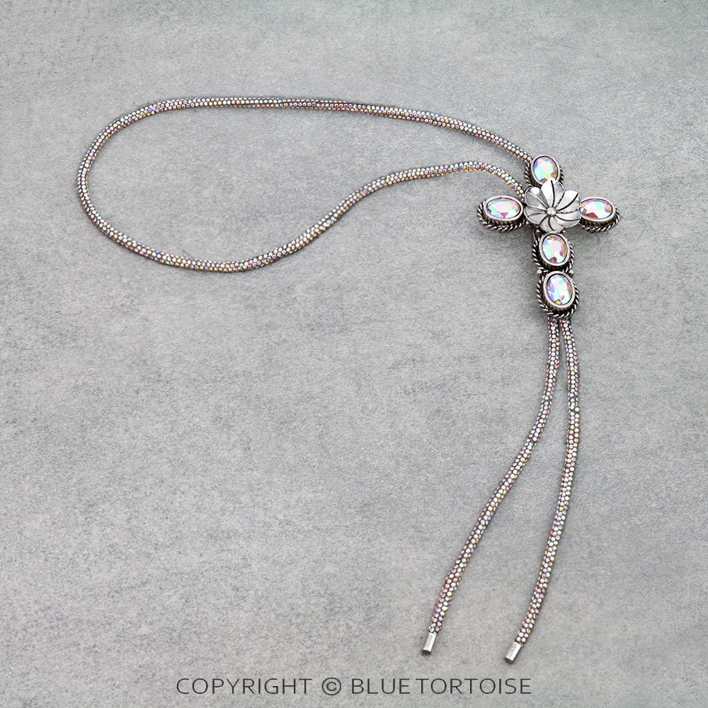 Western Cross Stone Bolo Necklace