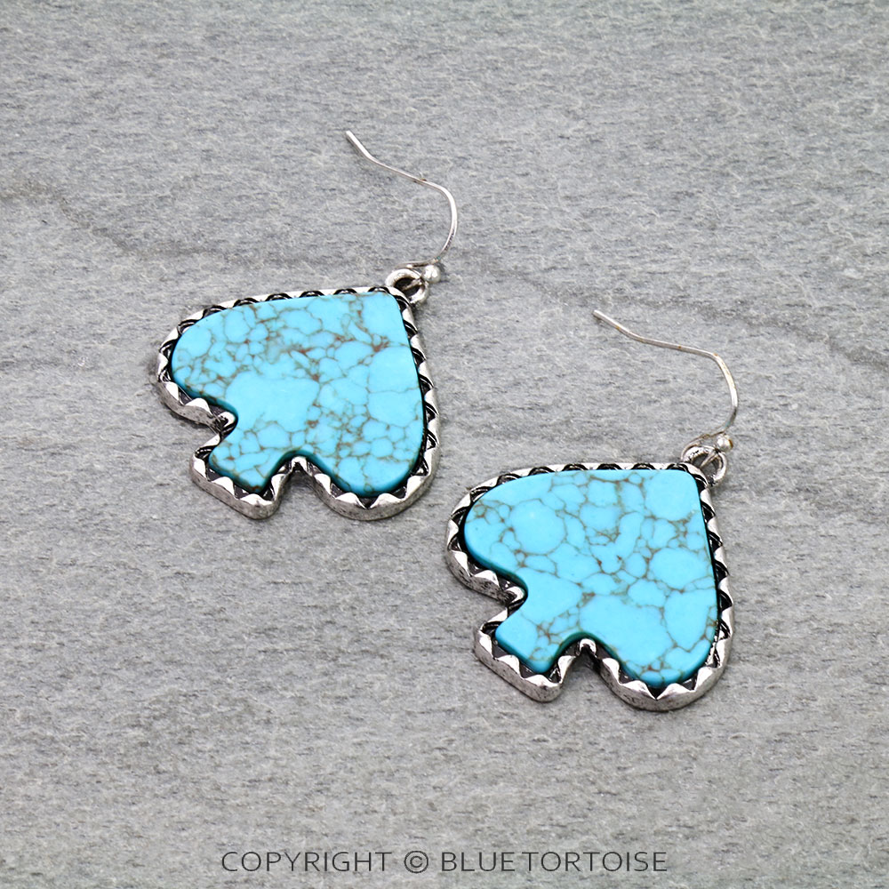 Western Spade Stone Dangle Earrings