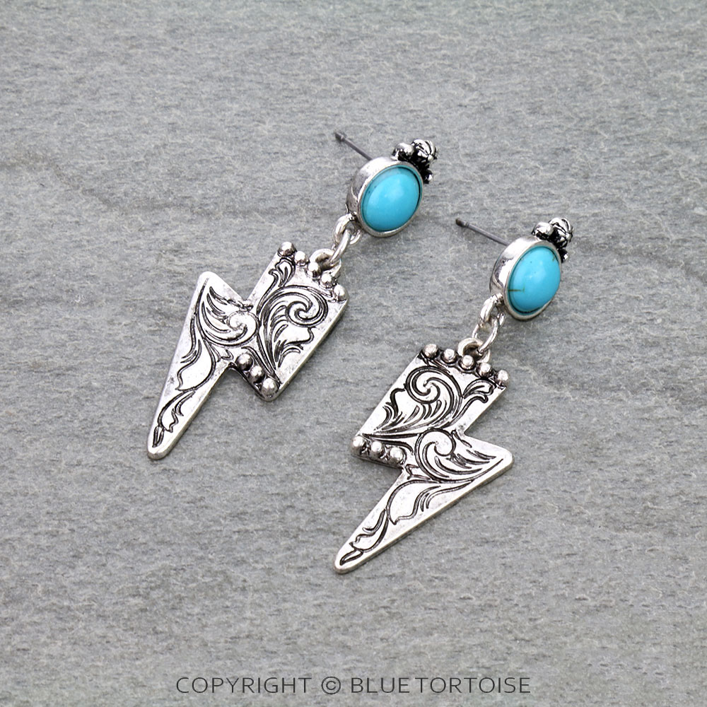 Western Thunder Engraved Stud Earrings