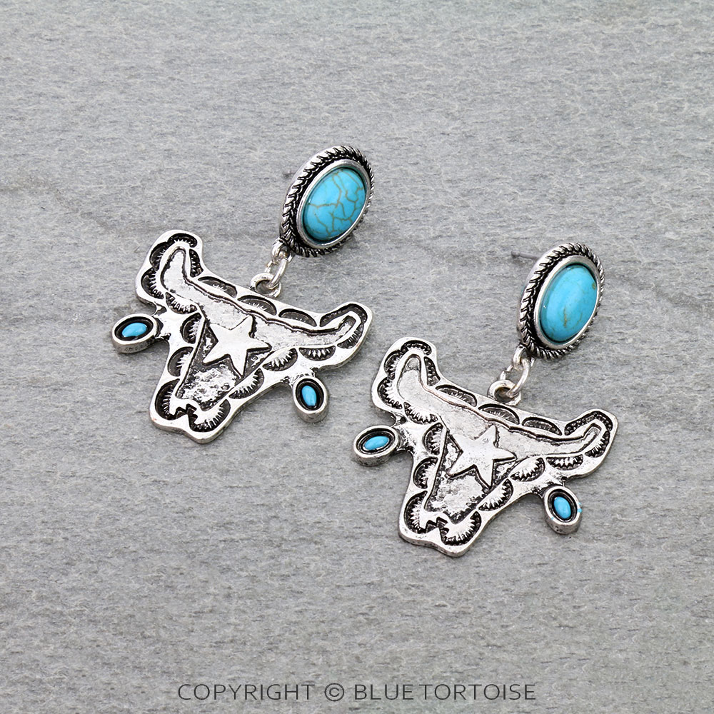 Western Star Cow Stone Stud Earrings