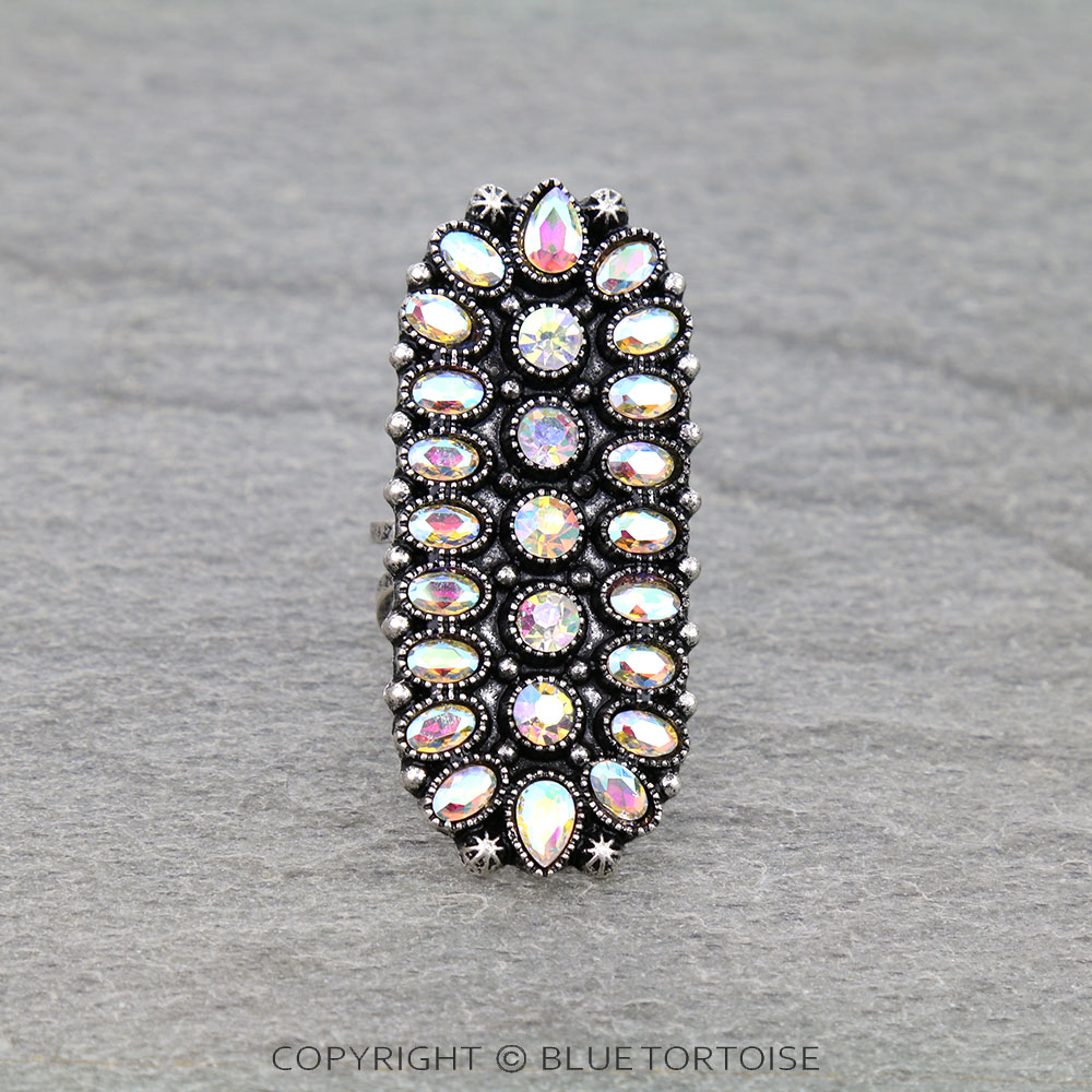 Western Oval Concho Stone Cuff Ring