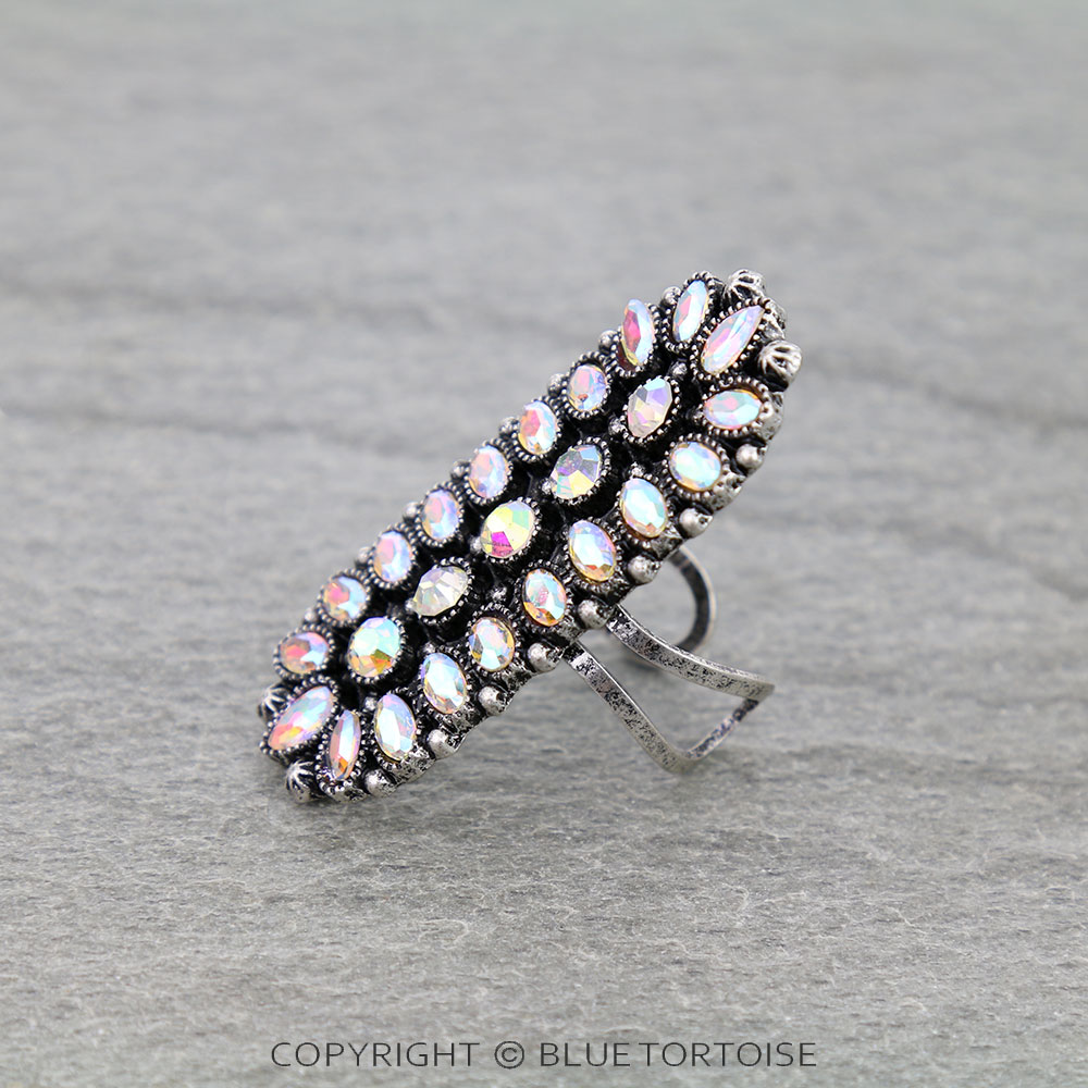 Western Oval Concho Stone Cuff Ring - Image 2
