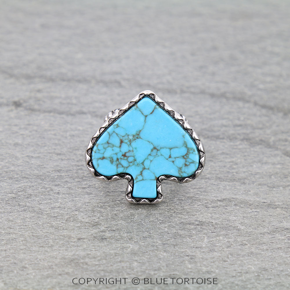 Western Spade Stone Cuff Ring