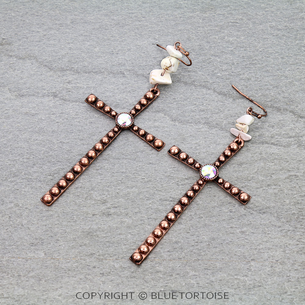 Ball TXR Cross Dangle Earrings