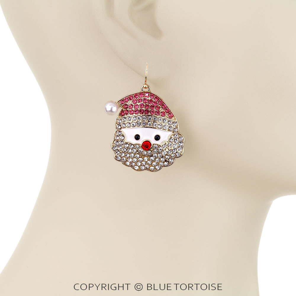 Christmas Santa Stone Dangle Earrings - Image 2