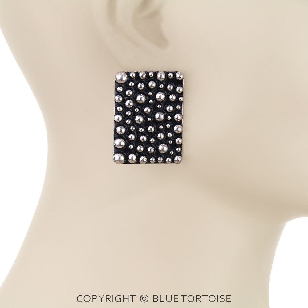 Western Rectangle Bubble Stud Earrings - Image 2