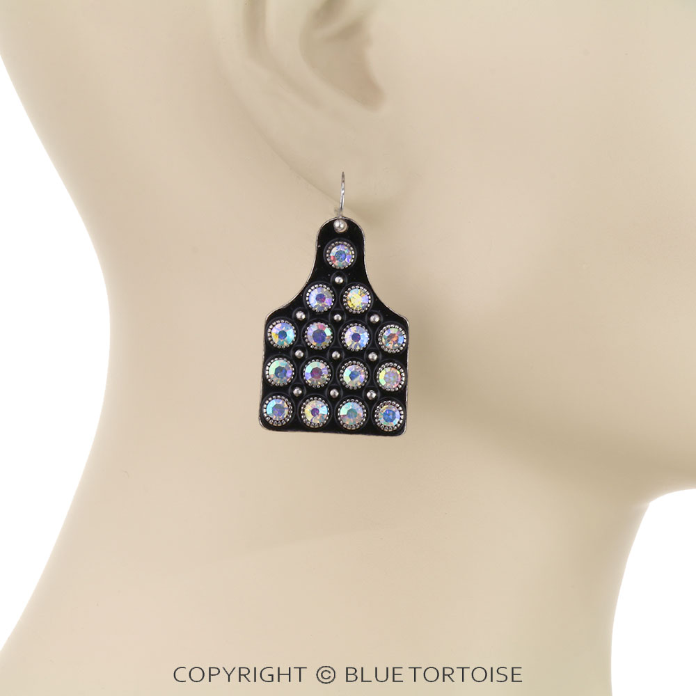 Western Ear Tag Stone Dangle Earrings - Image 2
