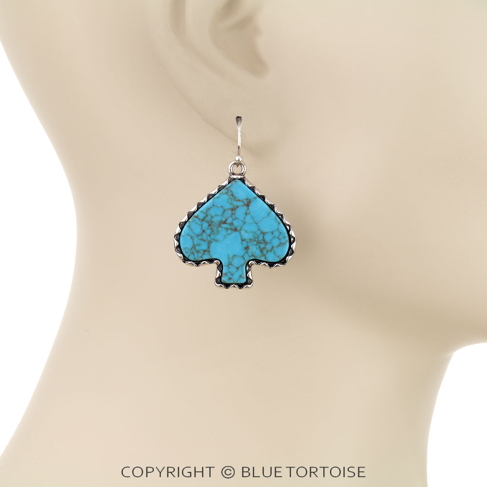 Western Spade Stone Dangle Earrings - Image 2
