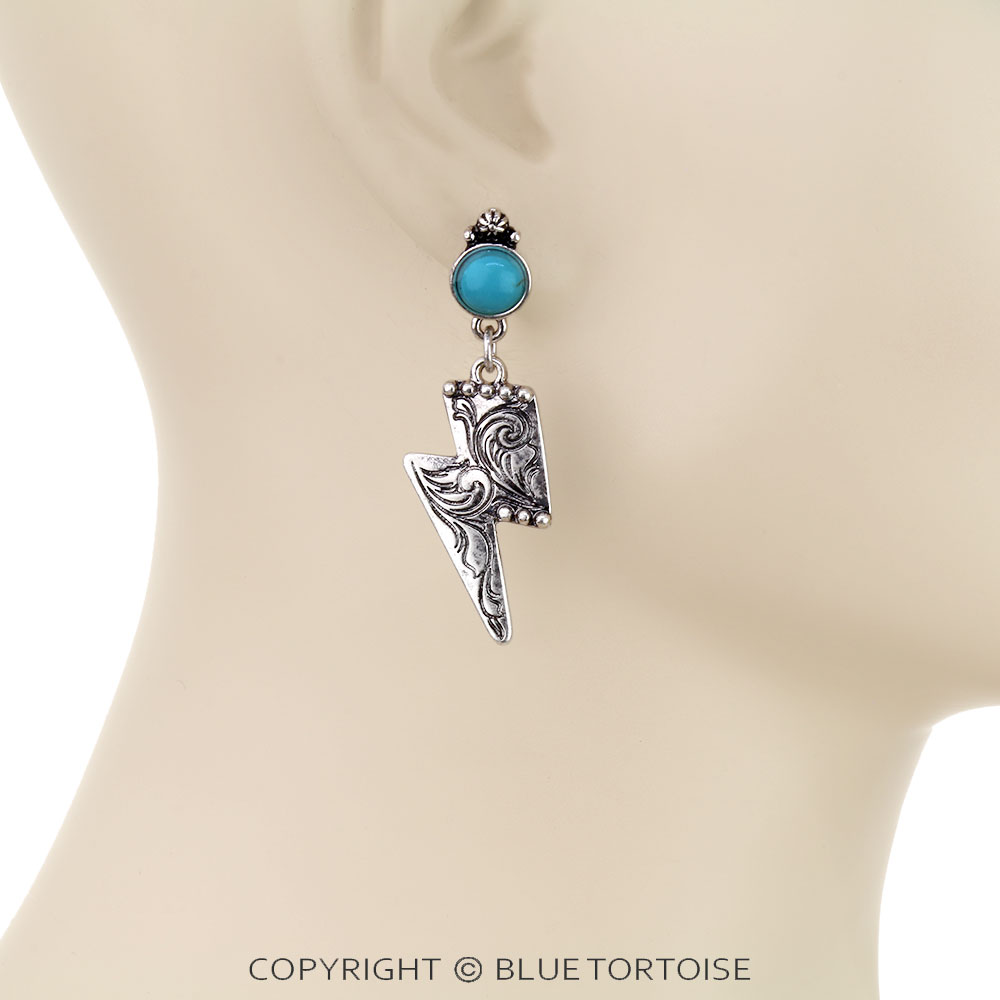 Western Thunder Engraved Stud Earrings - Image 2