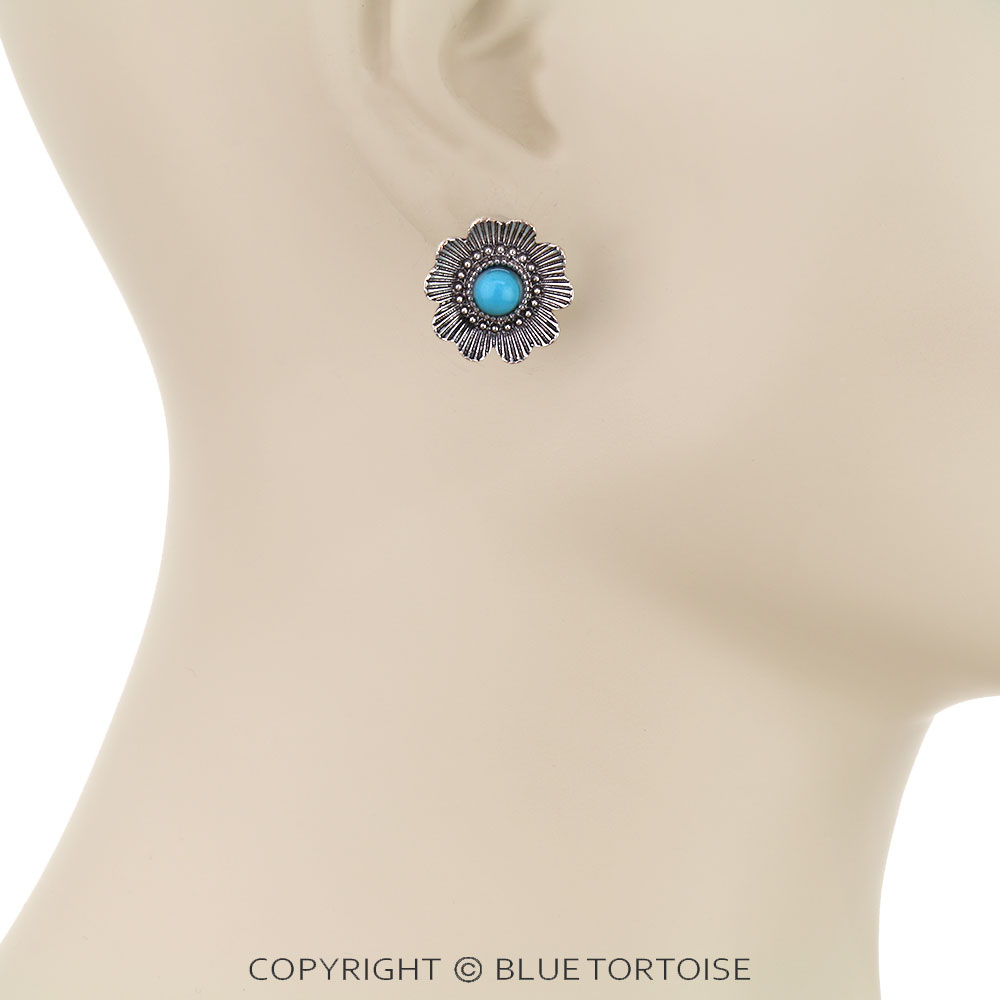 3 Pair Western Flower Earring Set - Image 2