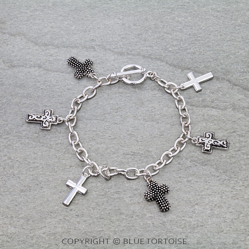 Tailored Cross Charm Toggle Bracelet